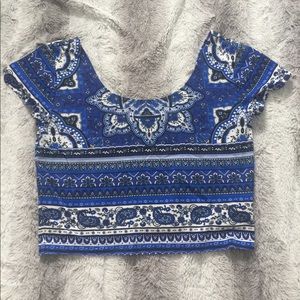 Blue Print Crop Top